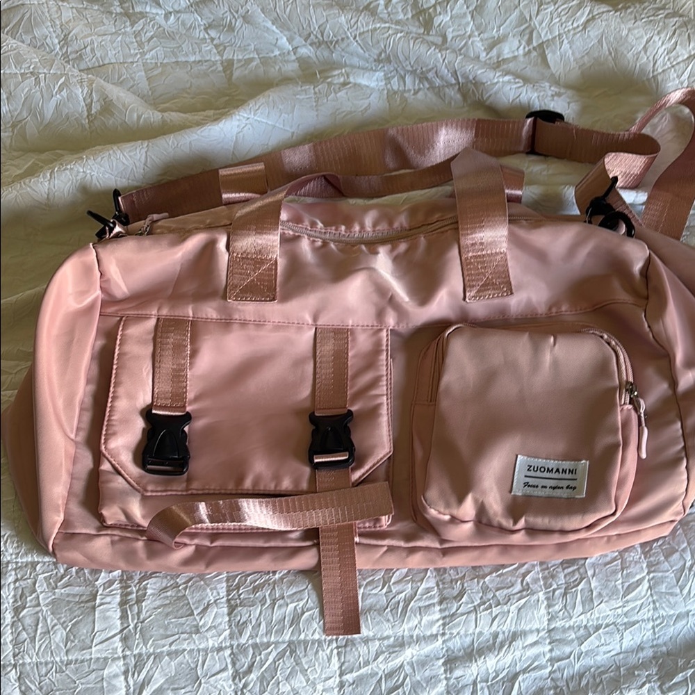 Pink Duffel Bag with Pockets